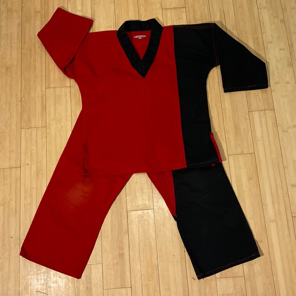 Century size 1 youth, ATA dobok, red and black